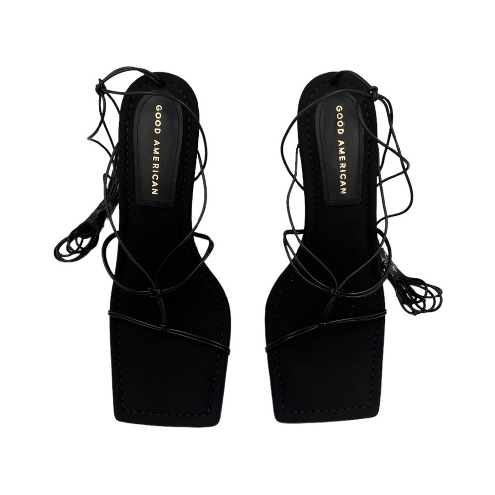 NIB GOOD AMERICAN Cage Slanted Sandals Neoprene Black 8 - Picture 5 of 11